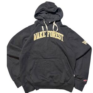 Wake Forest Hoodie Mens Medium League Collegiate Black Embroidered WF Sweatshirt